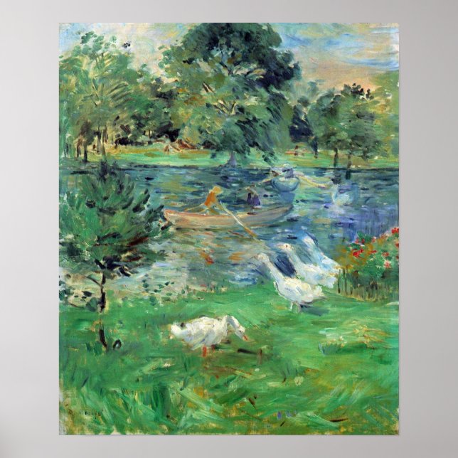 Poster Berthe Morisot-Girls num barco com gansos (Frente)