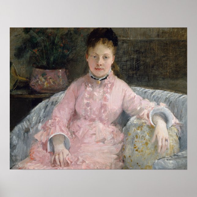 Poster Berthe Morisot - O Vestido Rosa (Frente)