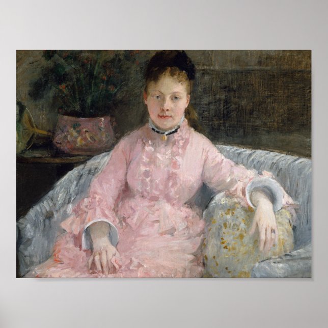 Póster Berthe Morisot - O Vestido Rosa (Frente)