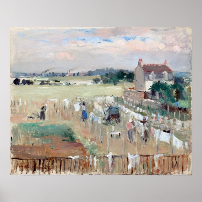 Poster Berthe Morisot Prendendo a roupa seca para secar (Frente)