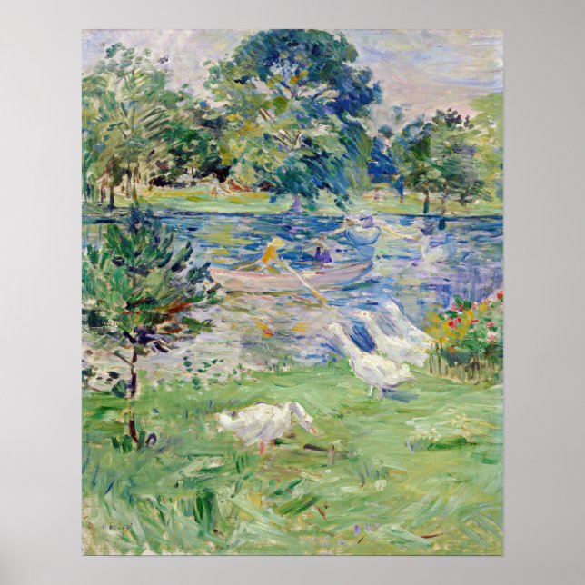 Poster Berthe Morisot - Rapariga num Barco com Gansos (Frente)