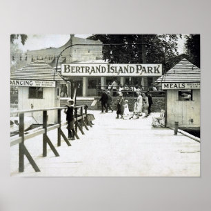 Poster Bertrand Island Park, Amusement Park NJ, Vintage