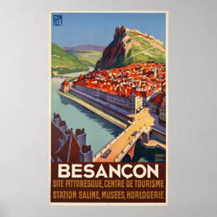 Poster Besancon France das viagens vintage