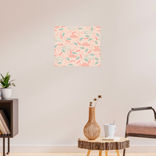 Poster Besouros de Jardim e Padrão de Folhas (Criador carregado)