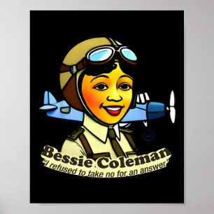 Poster Bessie Coleman Com Avião Mês da História Negra