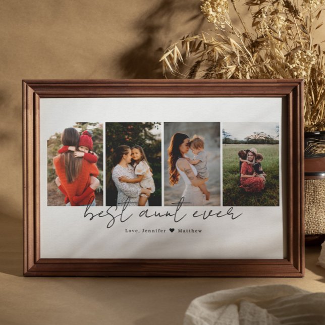 Poster Best Aunt Ever Modern Script 4 Photos Collage Gift (Criador carregado)