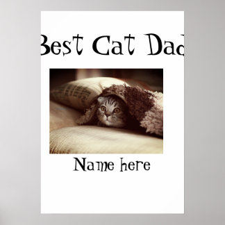 Poster best cat dad photo name fathers day pet dad daddy 