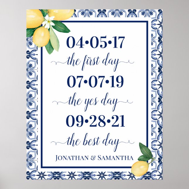 Poster Best Day Wedding Date Yes Day Mediterranean (Frente)