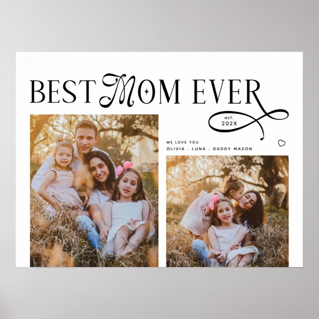 Poster Best Mom Ever Photos Heart Mothers Day Gifts (Frente)