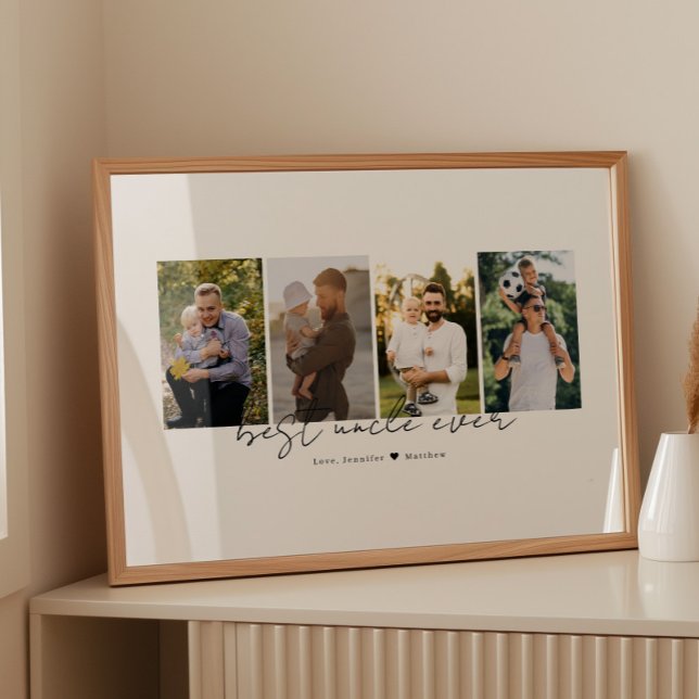 Poster Best Uncle Ever Modern Script 4 Photos Collage (Criador carregado)