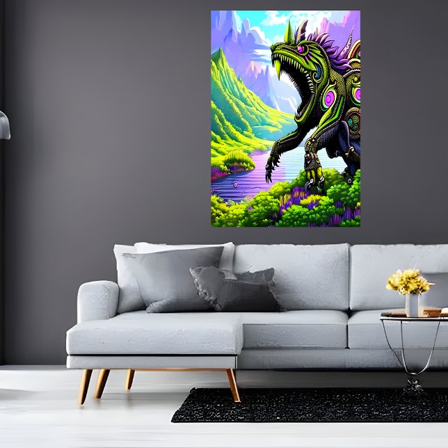 Poster Besta colossal assustadora na montanha | Arte AI (Criador carregado)