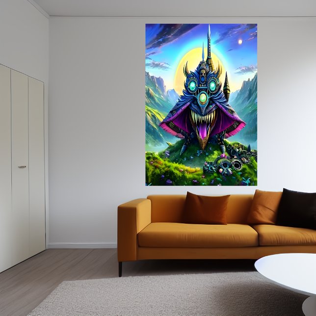 Poster Besta de fantasia Steampunk na floresta | Arte AI (Criador carregado)