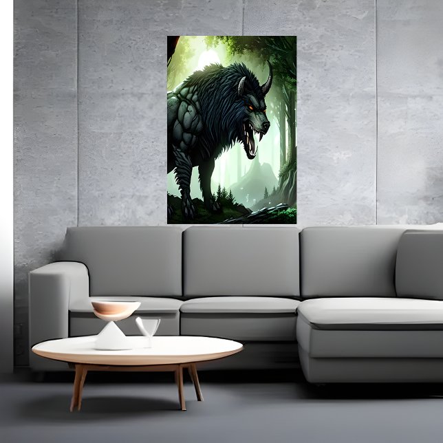 Poster Besta de lobo na floresta | Arte AI (Criador carregado)