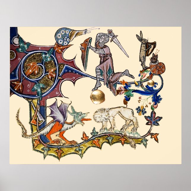 Poster BESTIÁRIO MEDIEVAL DE GUERRA Lesma vs Cavaleiro, D (Frente)