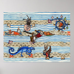 POSTER BESTIÁRIO MÉDIO, O MAR MONSTRA ANIMAIS FANTASMAS