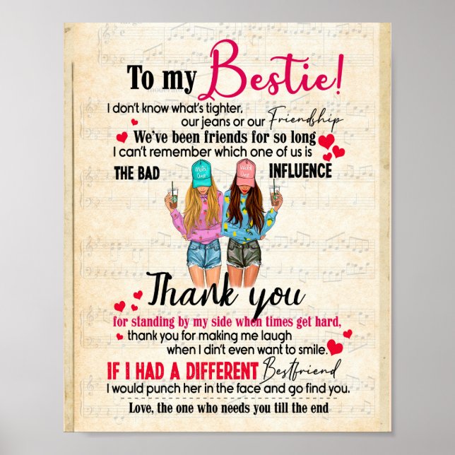 Poster Bestie Gifts | Carta À Minha Bestidade, Muito Obri (Frente)