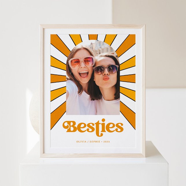 Poster Besties | Boho Retro Sun e Fotografias Melhores Am (Criador carregado)