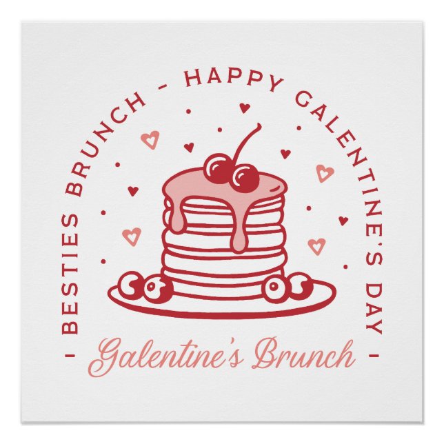 Póster Bestinhas do Dia de Galentine brunch coquette prep (Frente)