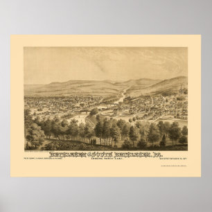 Póster Bethlehem & Bethlehem sul, mapa panorâmico 1877 d