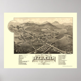 Póster Bethlehem, mapa panorâmico do NH - 1883