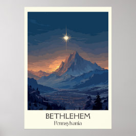 Poster Bethlehem Pensilvânia Vintage Mountain Town Art