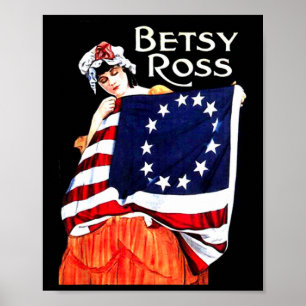Poster Betsy Ross American Flag 1776 Art 4° Do Julho Gift