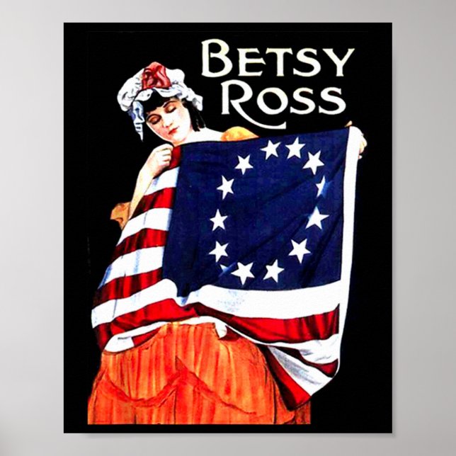 Poster Betsy Ross American Flag 1776 Art 4° Do Julho Gift (Frente)