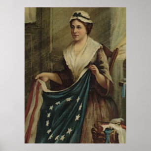 Poster Betsy Ross Costurando a Primeira Bandeira American