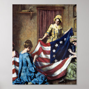 Poster Betsy Ross Sewing American Flag