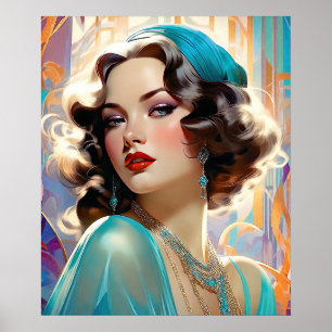 Poster Betty A Lovely Art Deco Woman