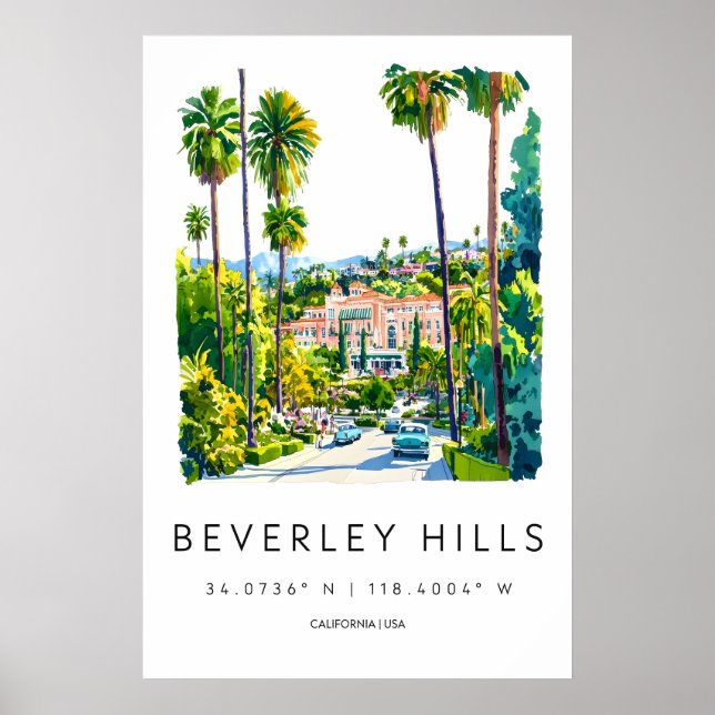Poster Beverly Hills Aquarela 1 (Frente)