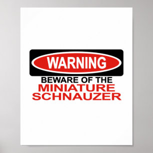 Póster Beware do Schnauzer diminuto