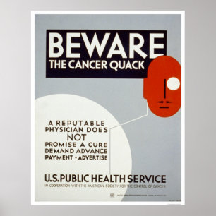 Póster Beware o grasnado do cancer WPA 1938