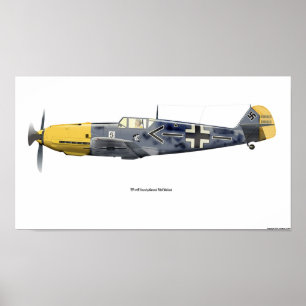 Póster BF-109E voado pelo Ge. Galland, 1940