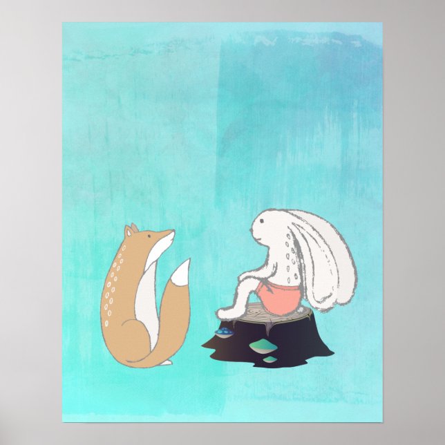 Poster BFF Fox and Rabbit Cartoon Sketch (Frente)