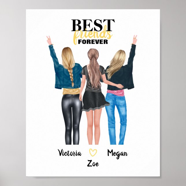 Poster BFF - Melhores Amigos para Arte de Parede Nunca (Frente)