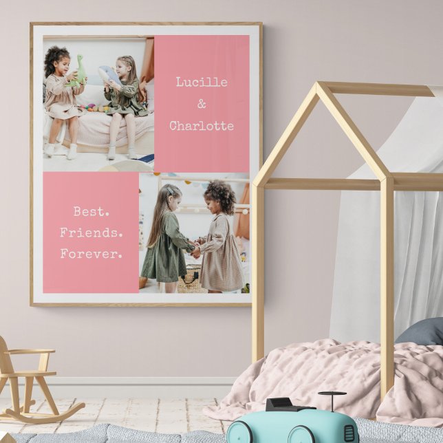 Poster BFF Personalizado Bonito Dois Fotografias Rosa Mel (Criador carregado)