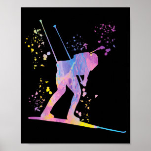 Poster Bi atleta esqui nórdico biatlo