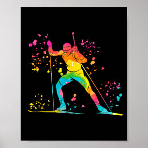 Poster Bi atleta esqui nórdico biatlo 