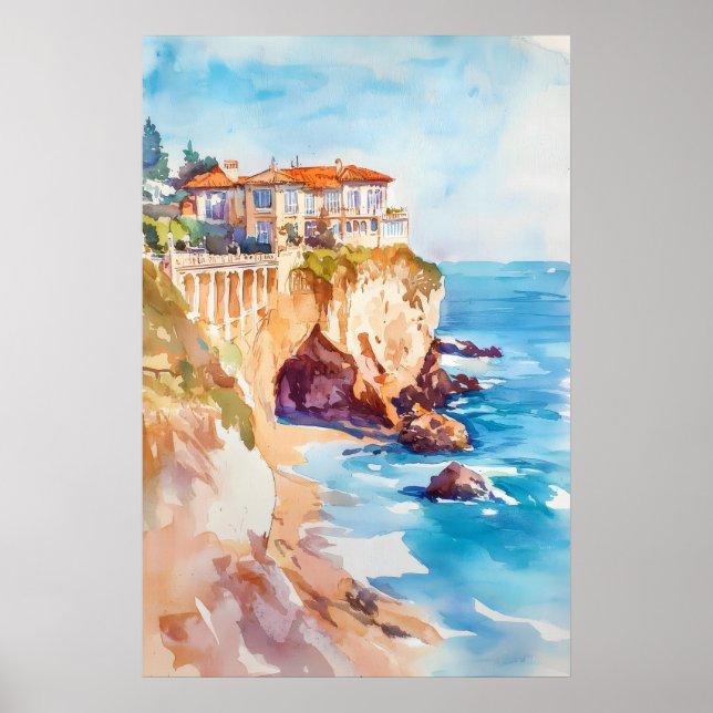 Poster Biarritz Aquarela 1 (Frente)
