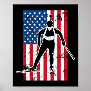 Poster Biathlon American Flag 2 Usa Gift - Equipe de Biat