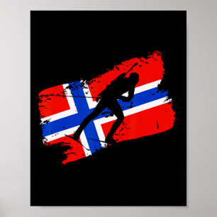 Poster Biathlon Norway Flag Norweigan Cross Country Skiin
