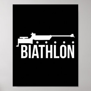 Poster Biatleta de esqui de armas com tiro no biatlo