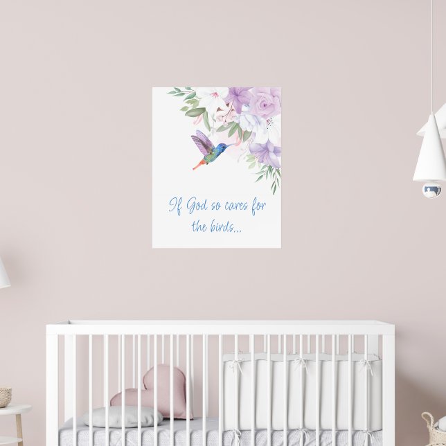 Poster Bible Inspired Quote   Flowers Hummingbird Bird (Berçário 2)