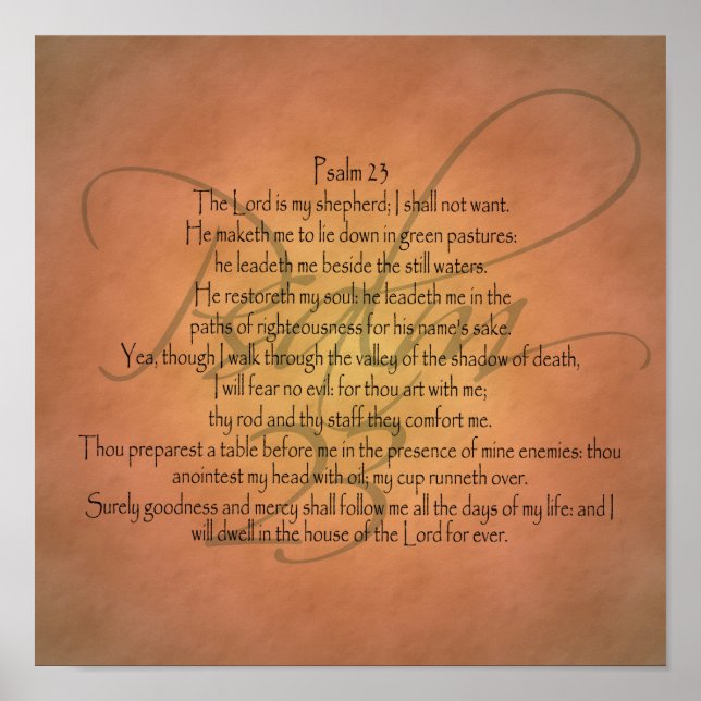 Poster Bíblia Cristã Psalm 23 KJV Verse (Frente)