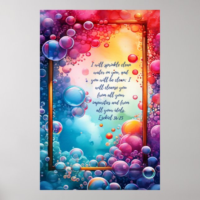 Poster Bíblia Cristã Verse Ezekiel 36:25 (Frente)
