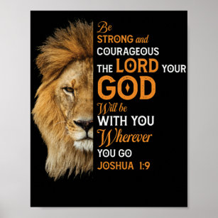 Poster Bíblia Cristã Verse Joshua 1 9 Leão Fé