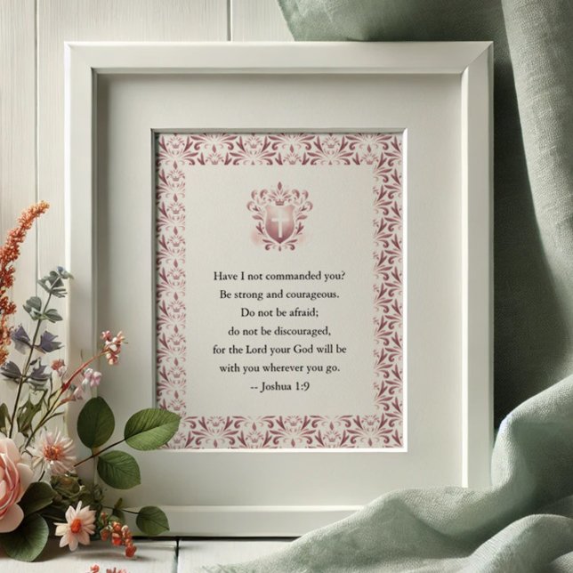 Poster Bíblia de citações Inspiracionais para Mulheres (Inspirational quote for her features a bible verse and a pink pattern watercolor design. )