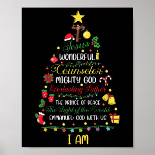 Poster Bíblia de Jesus Natal Cristão Nomes Xmas Árvore Sh