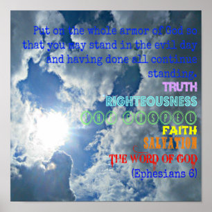 Póster Bíblia Ephesianos Coloque toda a armadura de Deus
